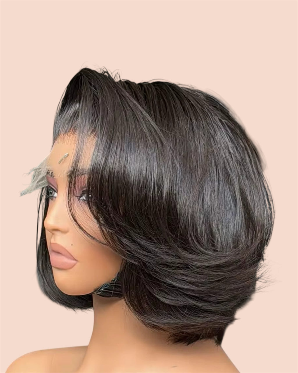 HD 5x5 Lace Closure Layered Bob Wig.