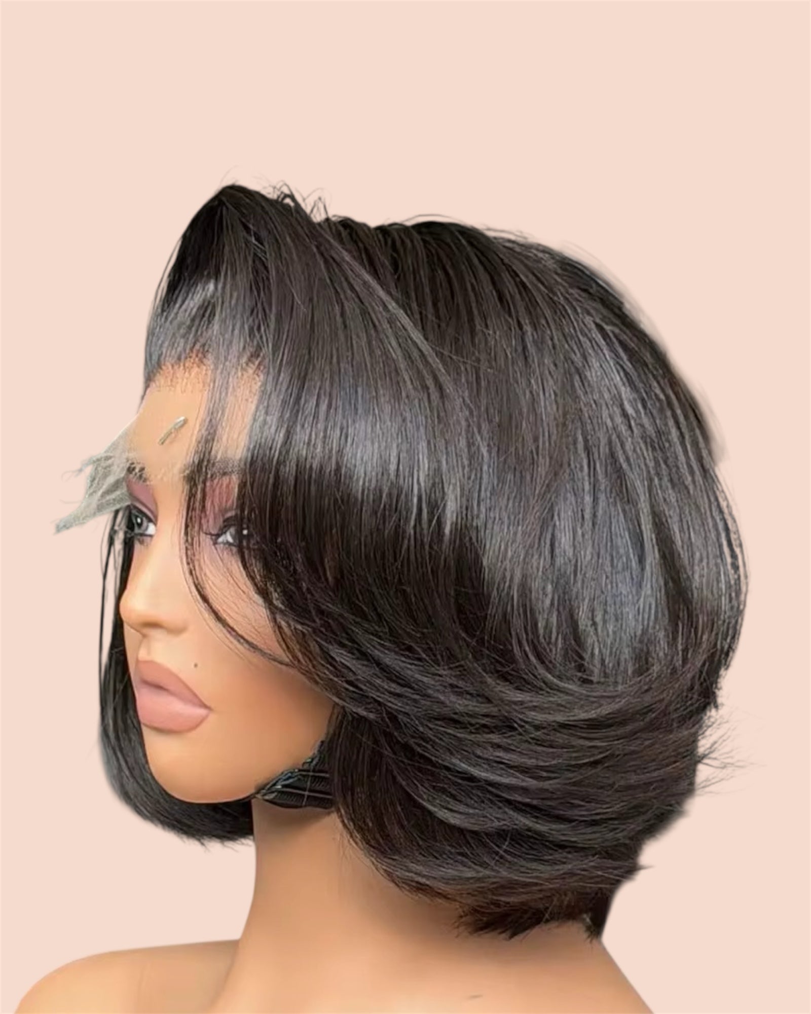 HD 5x5 Lace Closure Layered Bob Wig.